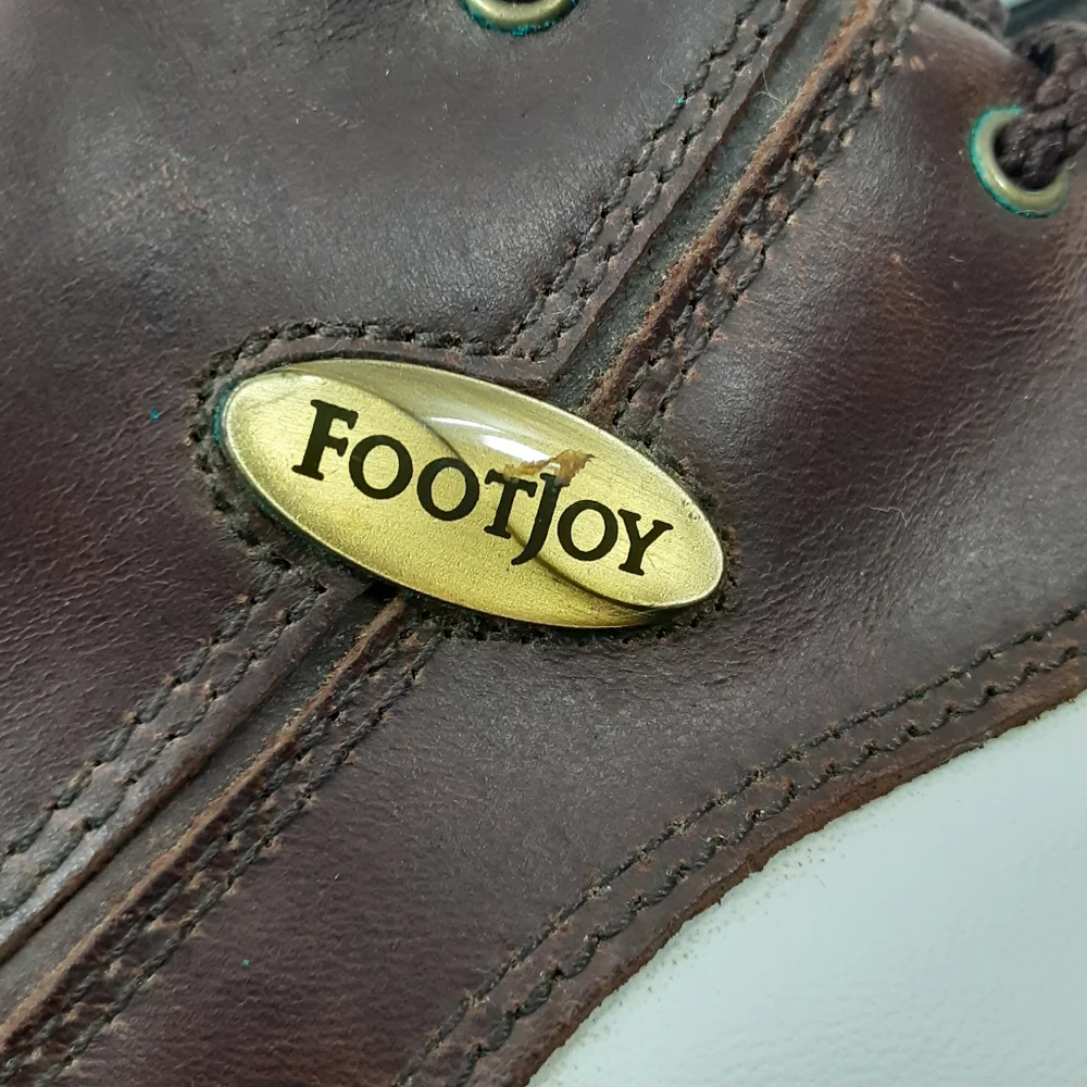 Footjoy Size 7.5M Brown and White Comfort Golf Cleats Shoes